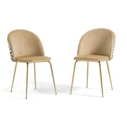 RATTATAN Lot de 2 chaises en velours décoratif d’intérieur, pieds en métal, design élégant pour cuisine, salle à manger, bar ou restaurant –_0