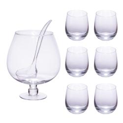 Service à Punch 5,5L 8 pièces -  550 cl Transparent Rond Verre Table Passion - transparent verre 3106233140098_0