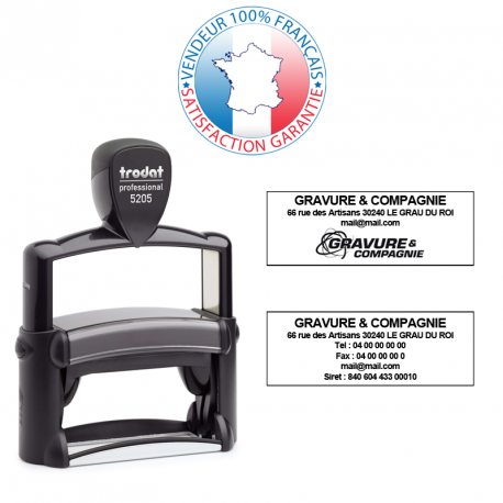 Tampon encreur Trodat Metal Line 5205 - empreinte 6 lignes 70 x 25 mm offerte - Acier brossé inoxydable - Référence: 004-trodat-metal-line-5205_0