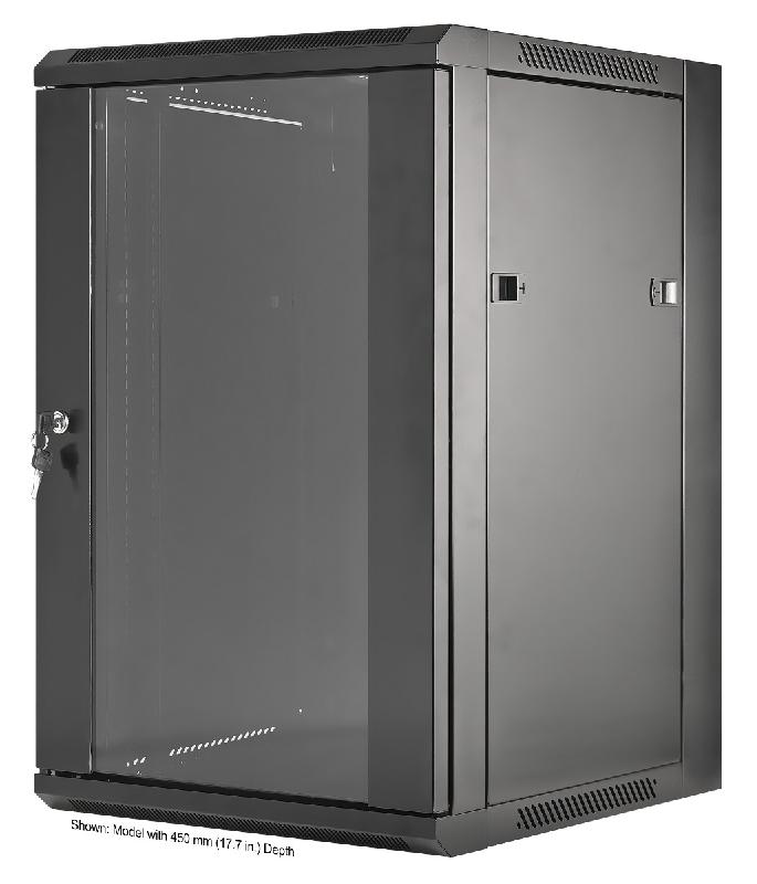 Armoire murale 19 pouces MHT125 avec porte en verre - hauteur 15U - profondeur 600 mm - flatpack - noir - Bravour®_0