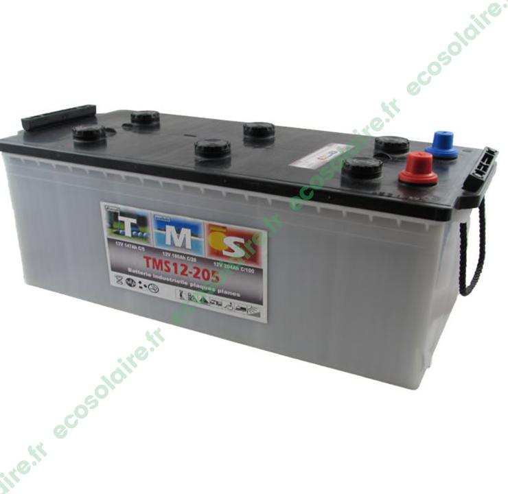 BATTERIE SOLAIRE TMS12-205  205AH 12V À C100 2 COLLIERS + 2 CAPUCHONS_0