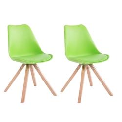 Décoshop26 - Lot de 2 chaises de salle à manger scandinave synthétique vert pieds bois CDS10023 - 3000233057274_0