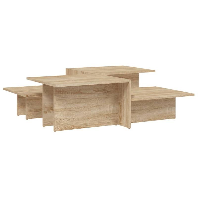 Décoshop26 - Lot de 2 tables d'appoint avec étagère 111,5 x 50 x 33 cm en bois d'ingénierie couleur chêne DEC040391 - Bois massif 3000264914119_0