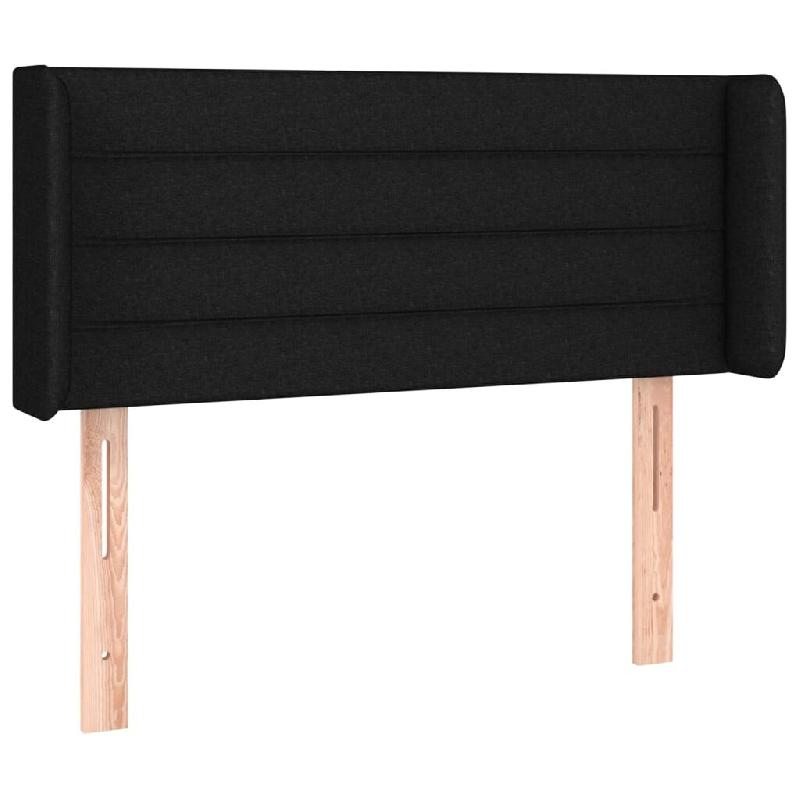 Décoshop26 - Tête de lit accessoire couchage chambre à coucher meuble avec rebord latéral 93 x 16 x 78/88 cm tissu noir TDL0204401 - noir 30001828_0