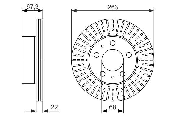 Disque de frein Bosch 0986479480 - ventilé - boîte de 2 disques - 5 trous - avant_0