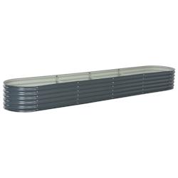 Helloshop26 - Jardinière lit surélevé plantes fleurs jardin 400 x 80 x 44 cm acier galvanisé gris 02_0001051 - 3000073981531_0