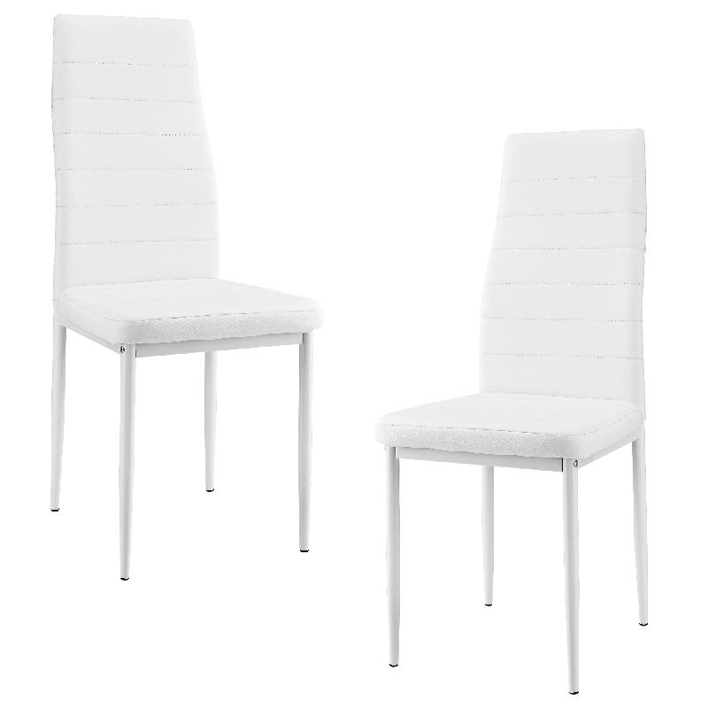 Lot de 2 chaises de salle à manger empilables - rembourrage synthétique - 96 cm - blanc_0