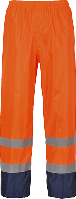 Pantalon de pluie haute visibilité bicolore orange et marine H444 - 3XL, bandes réfléchissantes, coutures thermosoudées_0