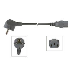 Perel Câble d'alimentation, H05VV-F 3G1, 3 m, 10 A/230 V, 2500 W, type E/F 90° vers C13, usage intérieur, PVC, gris - EPC030AG100_0