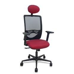 Piqueras y Crespo Silla Zulema sincro malla negra asiento bali granate brazos 2D ruedas 65mm cabecero - rouge multi-matériau 390SM840B933B2DB68R65C_0