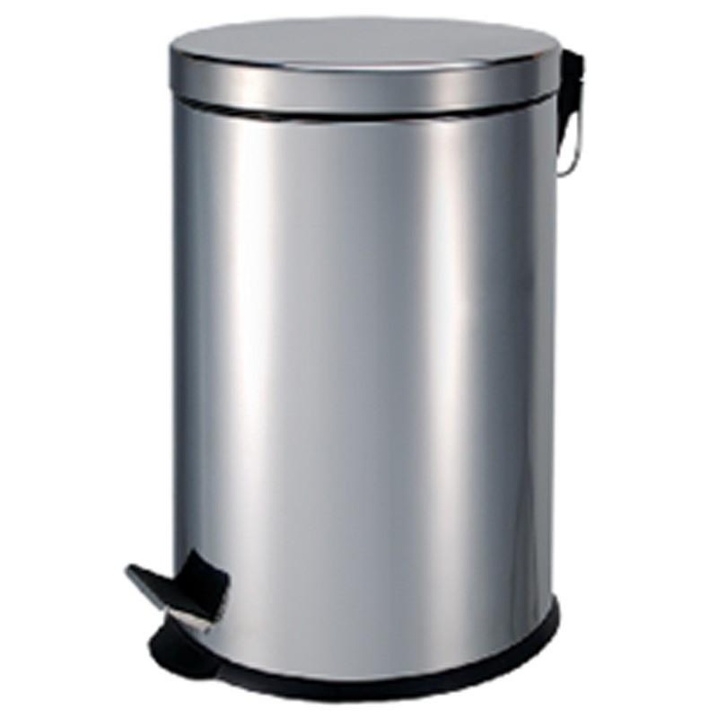 Poubelle ronde inox brossé 30L argent - Paris Prix - avec seau amovible et poignée de transport_0