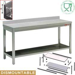 Table de travail inox murale avec étagère profondeur 700 mm gamme démontable line 1000x700xh880/900(+85) tables inox avec tablette intérieure démontables inox - TL1071A/KD_0