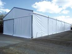 Tente de stockage classique / structure fixe en aluminium / ancrage au sol avec platine / 25 x 8 x 4 m_0