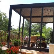 Verrière type atelier - Fermeture latérale pour pergola bioclimatique en aluminium thermolaqué avec parois en verre trempé_0