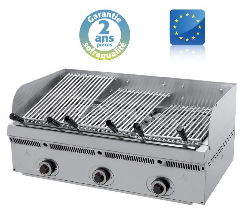 Wood steack grill gaz inclinable - L 900 mm PBV90 - barbecue professionnel en inox avec grilles réglables et inclinaison_0