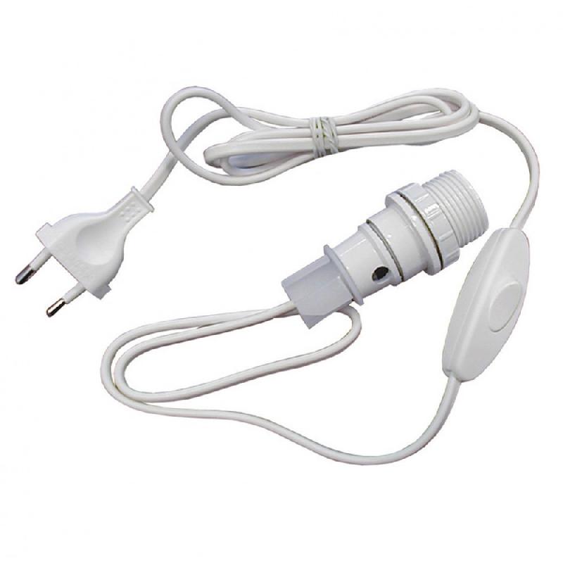 Adaptateur bouteille E14 Tibelec - plastique blanc - 40W - avec câble 1m50 et accessoires pour luminaire_0