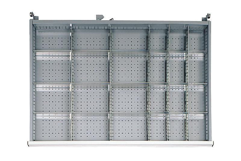 Agencement pour tiroir h.100 mm ou h.125 d'armoire métallique l en casiers amovibles l.90 + l.190 mm_0