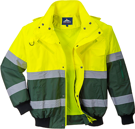Blouson bomber réfléchissant haute visibilité jaune/vert C565, XL - capuche et manches amovibles_0