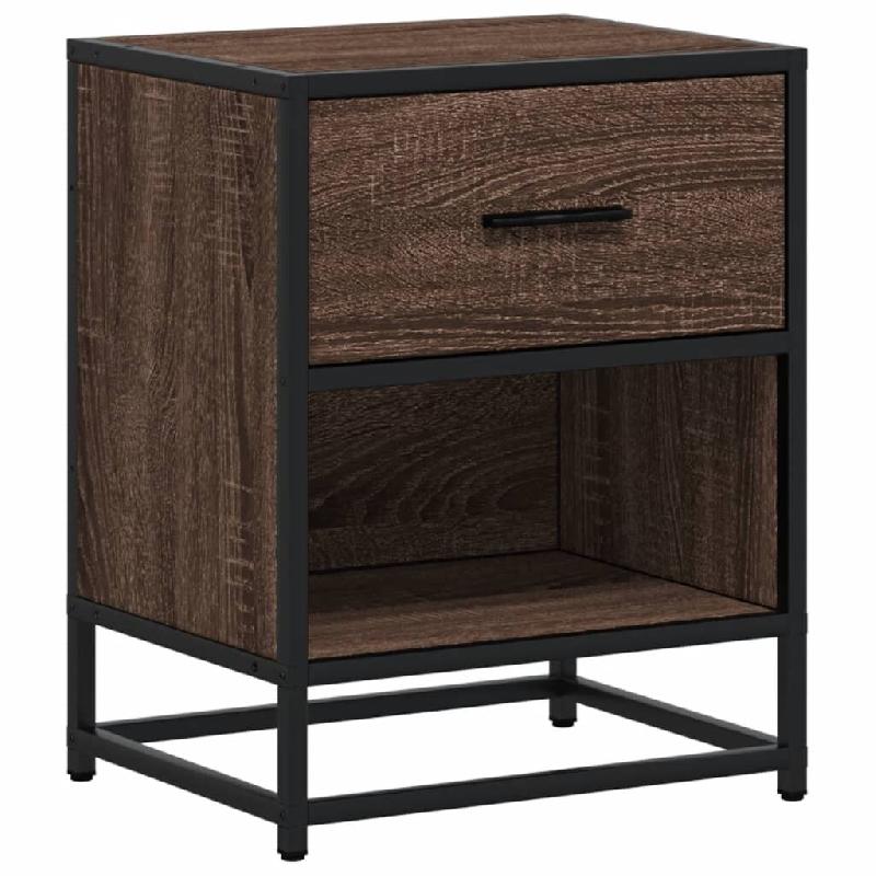 Décoshop26 - Table de chevet avec tiroir et compartiment ouvert 40 x 31 x 50 cm bois d'ingénierie marron et acier DEC033703 - marron 3000259679573_0