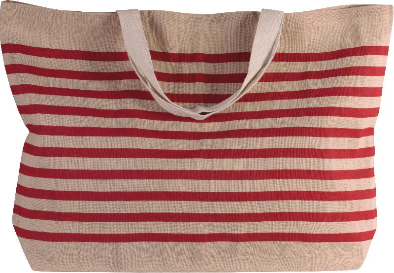 Grand sac fourre-tout en toile juco - avec soufflet et anses contrastées - Réf: KI0228 - Marque Kimood_0