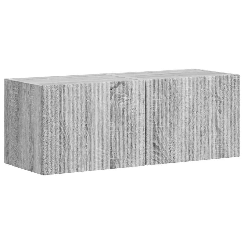 Helloshop26 - Lot de 2 meubles TV muraux modernes avec étagères rangement 60 x 31 x 29 cm en bois d'ingénierie gris sonoma 02_0054882 - gris Bois m_0