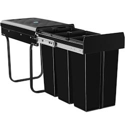 Tectake Poubelle de tri ASHLYN 30 L avec 3 compartiments - noir - 405887 - noir plastique 405887_0