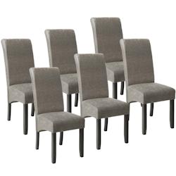 Tectake Lot de 6 chaises aspect cuir - gris marbré -403629 - gris matière synthétique 403629_0