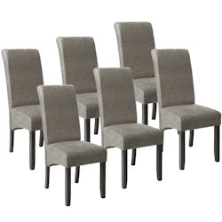 Tectake Ensemble 6 chaises salle à manger revêtement aspect cuir gris marbré - 403629 - gris matière synthétique 403629_0