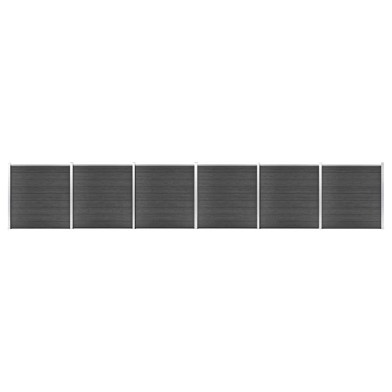 Vidaxl ensemble de panneau de clôture wpc 1045x186 cm noir 3070433_0