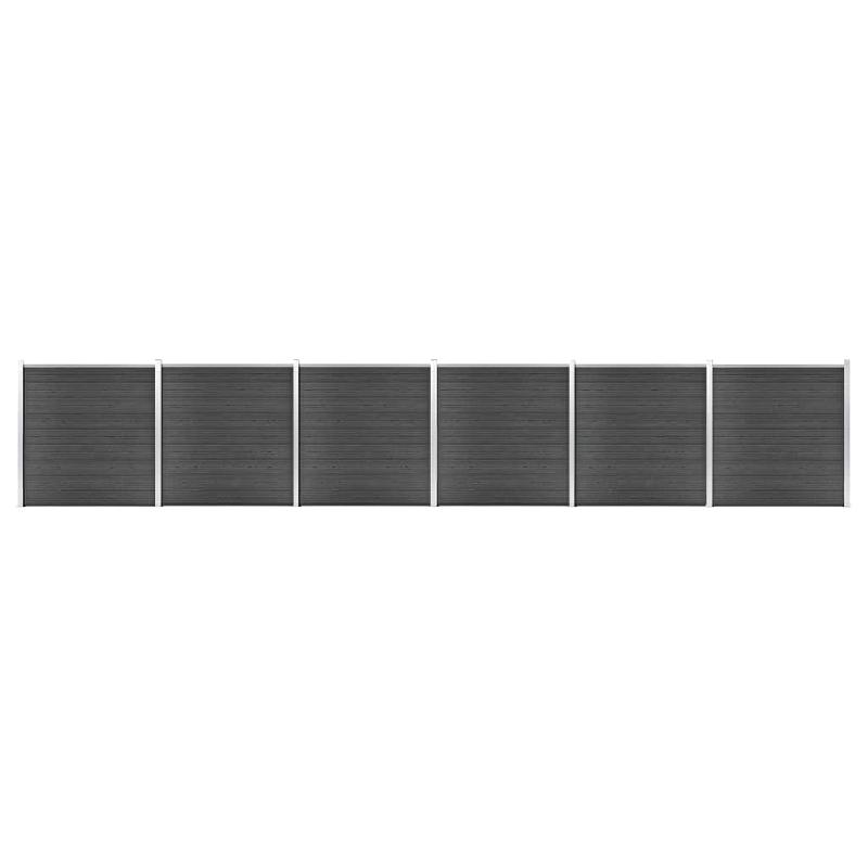 Vidaxl ensemble de panneau de clôture wpc 1045x186 cm noir 3070433_0