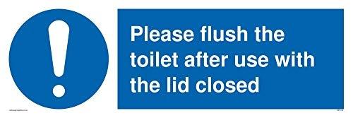 Panneau de signalisation - Veuillez rincer les toilettes après utilisation avec le couvercle fermé - Plastique rigide 3 mm_0