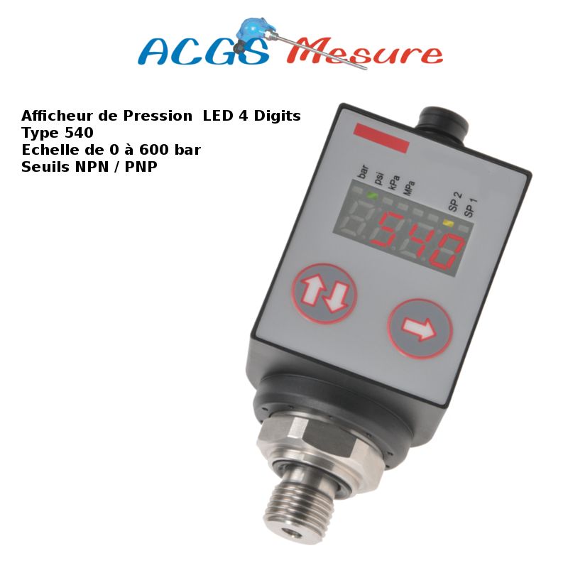 540 - Transmetteur de pression avec afficheur LED - ACGS Mesure - Compact et économique_0