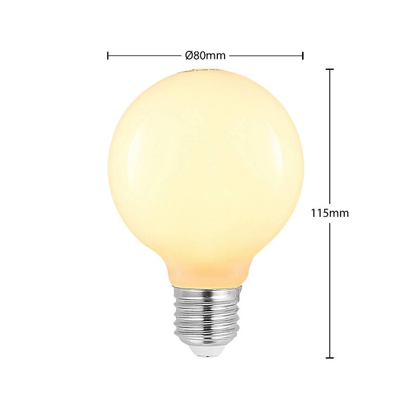 ARCCHIO AMPOULE LED E27 8W G80 2.700K À INTENSITÉ VARIABLE, OPALE, LOT DE 2