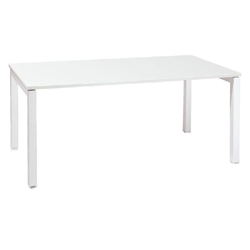 BUREAU DROIT ACTUAL - L. 180 X P. 80 CM - PLATEAU BLANC - 4 PIEDS BLANCS