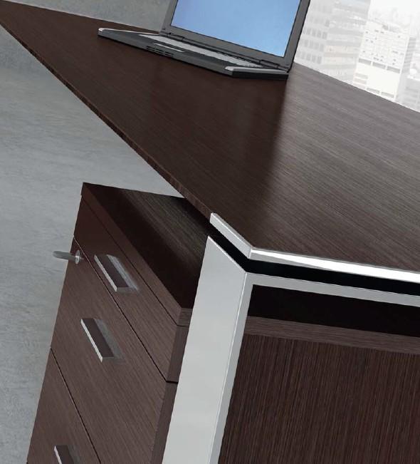 Bureau droit X7 avec piètements chromés - Officity. - 220, Orme_1