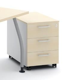 Caisson à roulettes 3 tiroirs en mélaminé - MDD - Chêne Canadien, Gris aluminium_0