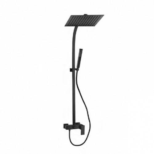 COLONNE DE DOUCHE NOIRE MÉCANIQUE EBONY CARRÉE AVEC DOUCHE DE TÊTE CARRÉE SARODIS