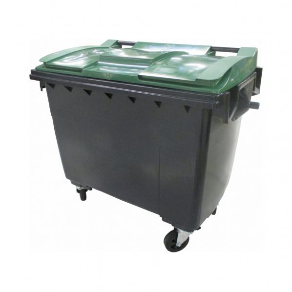 Conteneur poubelle bicolore - 660 litres gris / vert