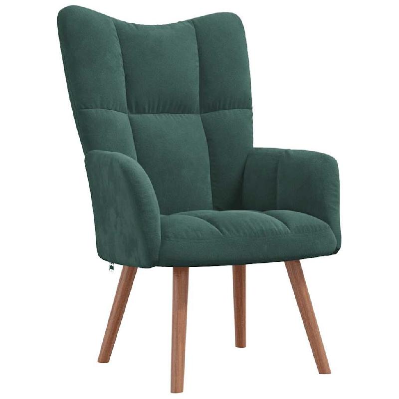Décoshop26 - Fauteuil lounge chaise de canapé design moderne en velours vert foncé DEC026786 - 3000256007102_0