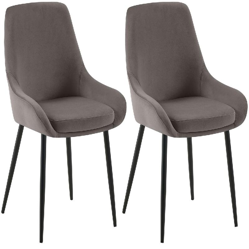 Décoshop26 - Lot de 2 chaises de salle à manger élégance confort design moderne en velours anthracite structure métallique noir 10_0007614 - noir_0