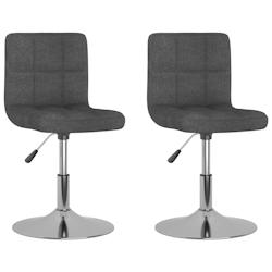 Décoshop26 - Lot de 2 chaises de salle à manger siège pivotant hauteur réglable en tissu gris foncé cadre en acier DEC025249 - gris 3000255152827_0