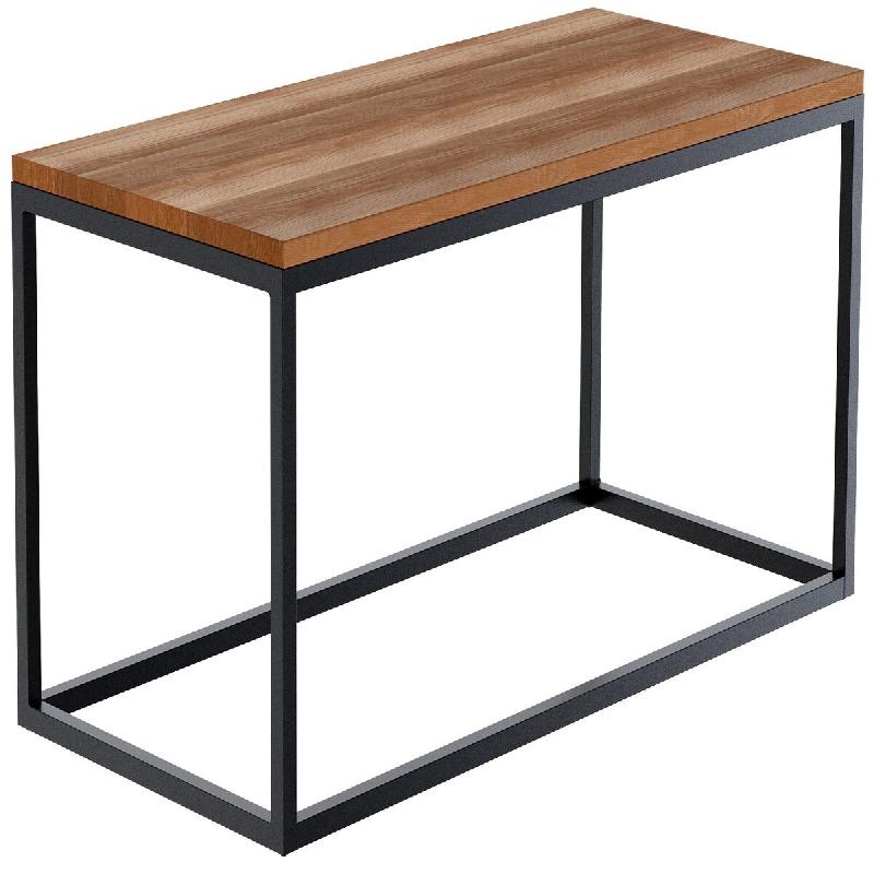 Décoshop26 - Table basse minimaliste au design épuré 100x45x50 cm plateau en chêne massif cadre en métal thermolaqué noir 10_0009162 - noir mét_0