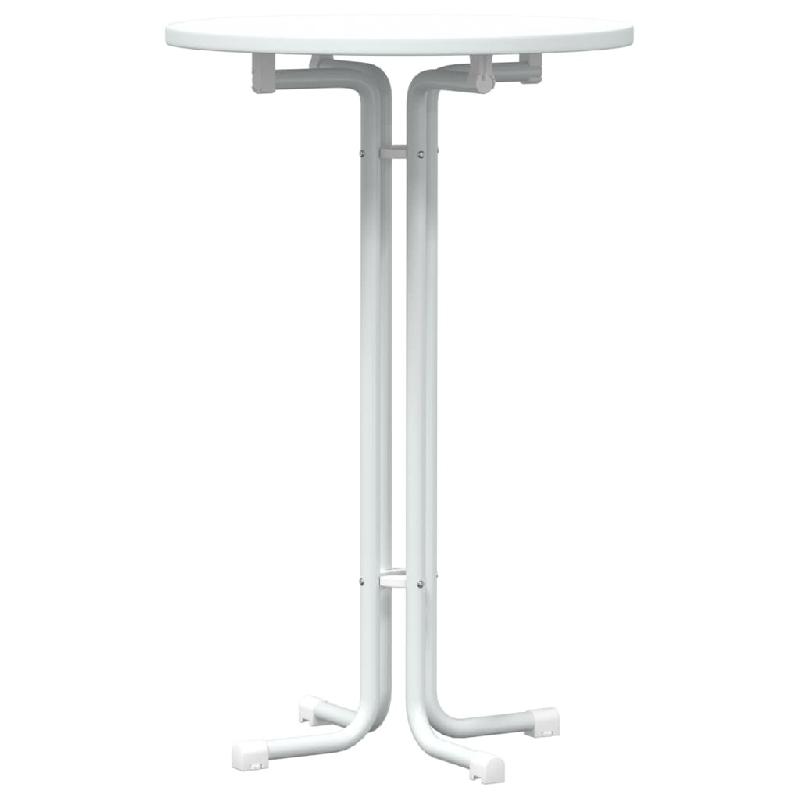 Décoshop26 - Table haute table de bar plateau pliable ø70 x 110 cm bois d'ingénierie et acier blanc DEC036776 - blanc acier 3000261394785_0