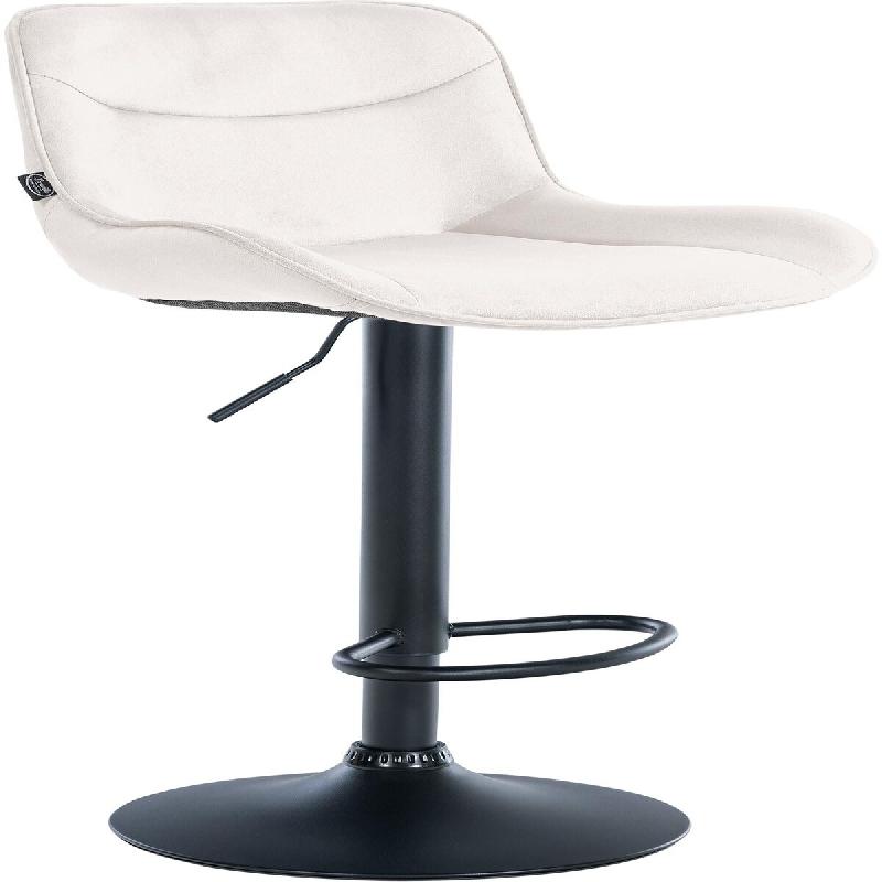 Décoshop26 - Tabouret de bar x1 pivotant forme ergonomique surpiqûres décoratives en velours crème cadre en métal noir 10_0005768 - beige métal_0