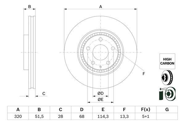 Disque de frein ventilé Bosch 0986479H02 - côté avant, boîte de 1 disque_0