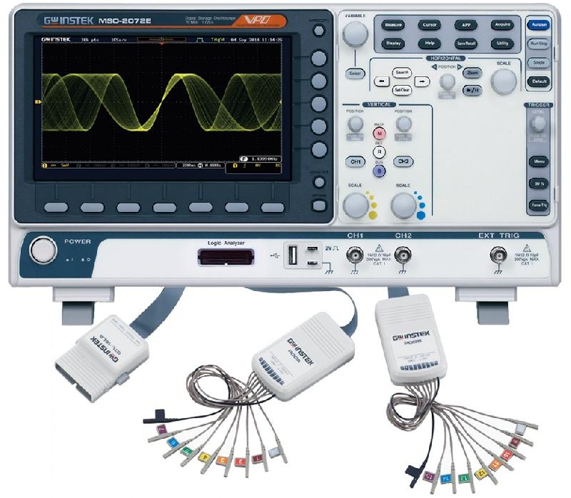 OSCILLOSCOPE NUMÉRIQUE, 200MHZ, 2 VOIES + 16 VOIES LOGIQUES, 8 BITS - GWIMSO-2202E
