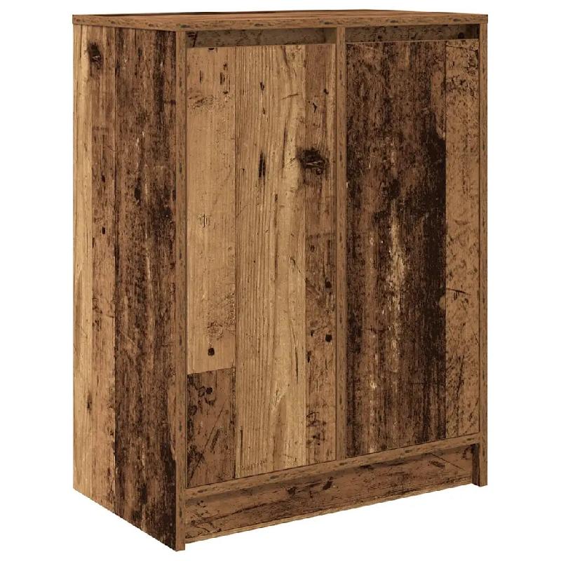 Helloshop26 - Armoire à chaussures vintage avec 2 portes 57 x 34 x 76 cm rangement espace optimisé en bois d'ingénierie vieux bois 02_0051776 - Boi_0