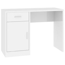 Helloshop26 - Bureau table poste de travail meuble d'ordinateur informatique étude avec tiroir et armoire brillant 100 x 40 x 73 cm 02_0023450 - 3000_0