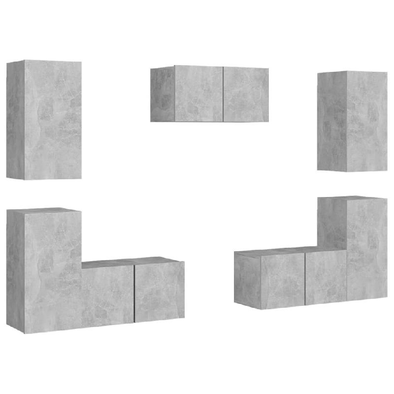 Helloshop26 - Ensemble de meubles armoire buffet TV télévision salon chambre séjour 7 pièces bois d'ingénierie gris 02_0025158 - gris Bois massif_0