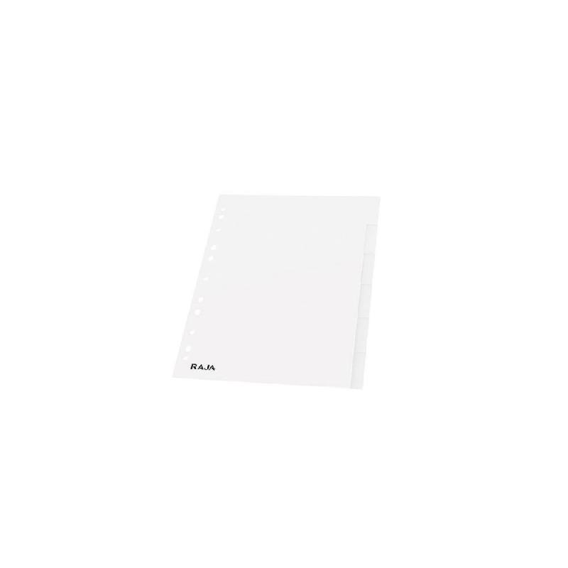 INTERCALAIRES RAJA - NEUTRES - A4 - EN POLYPROPYLENE BLANC - 6 ONGLETS - LOT DE 2